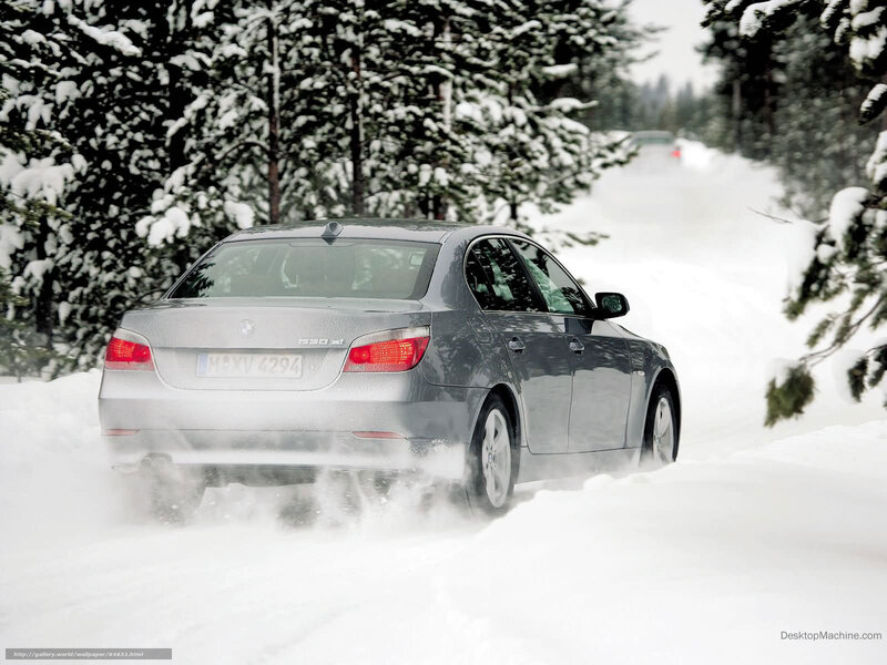 Silver Sedan in Snow — White