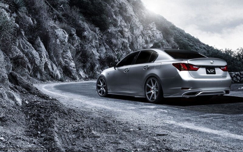 Silver Sedan on Mountain Road — Gray