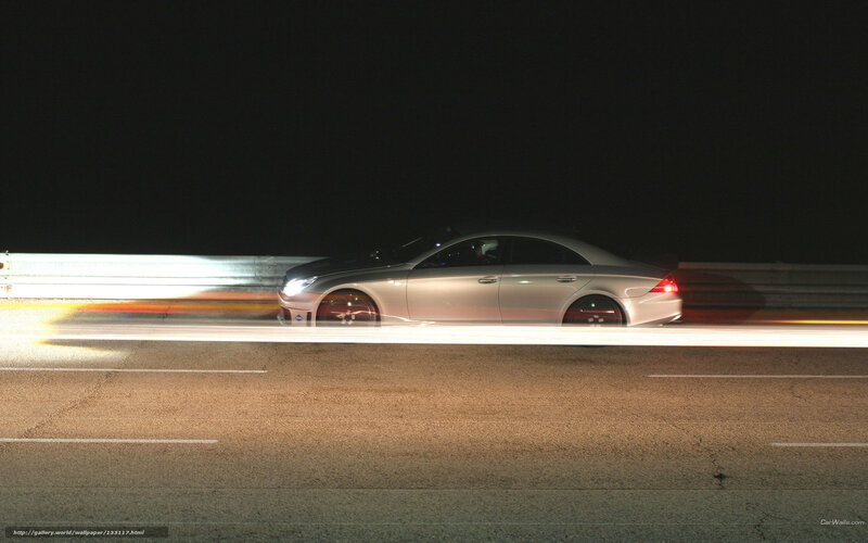 Silver Sedan on Road — Black