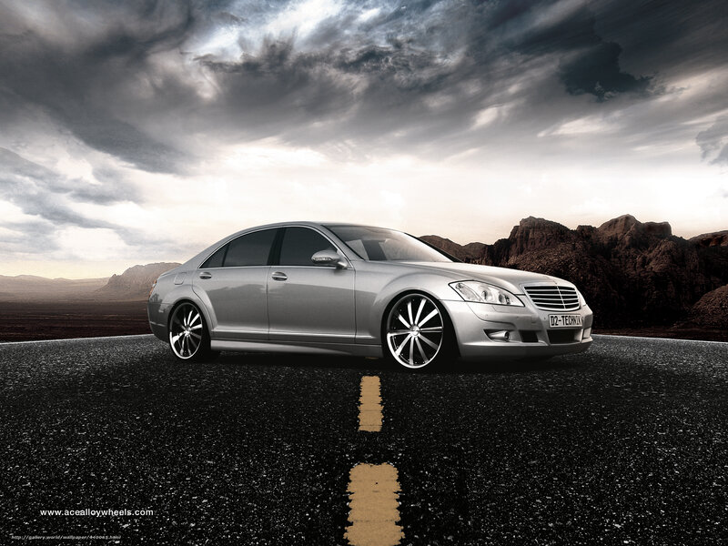 Silver Sedan on Road — Gray, Dramatic, Sunset, Photograph, Mountains