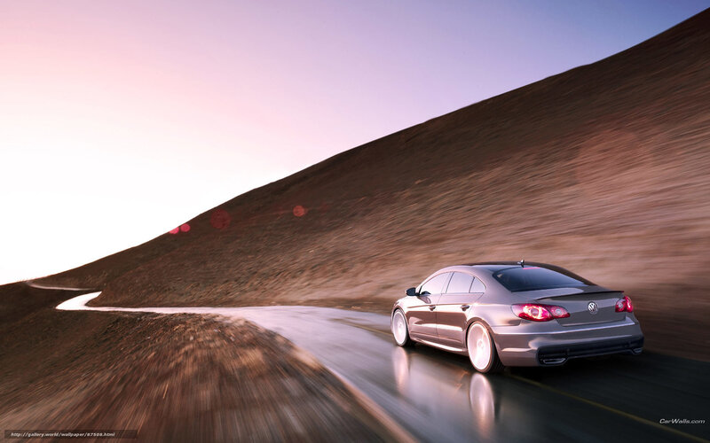 Silver Sedan on Road — Gray, Dramatic, Sunset