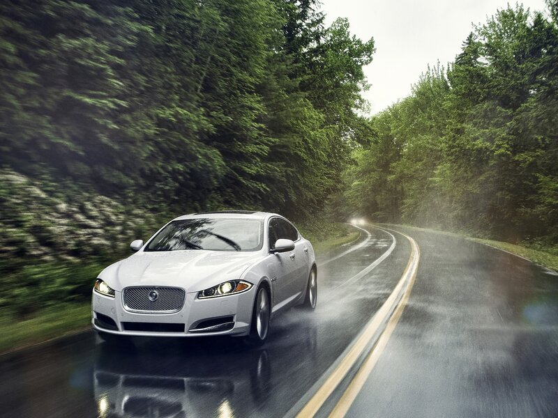 Silver Sedan on Road — White, Dynamic