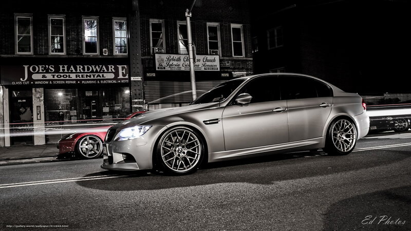 Silver Sedan on Street — Gray