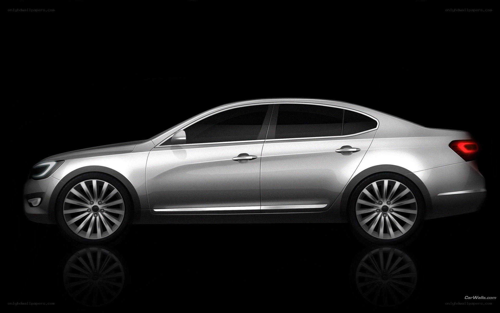 silver sedan side profile
