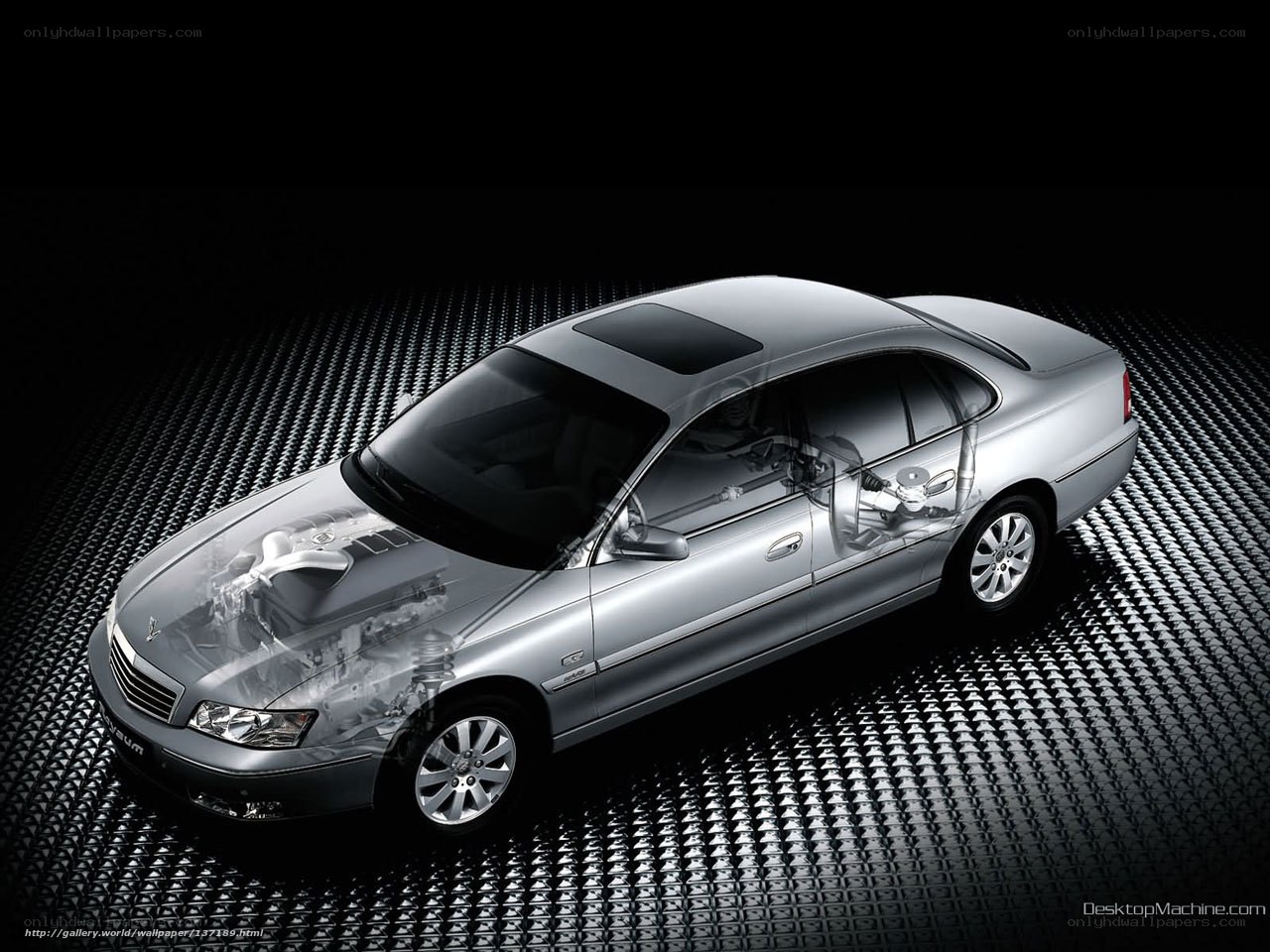 Silver sedan with transparent body