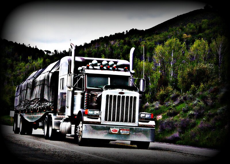 Silver Semi-truck — Gray, Dramatic