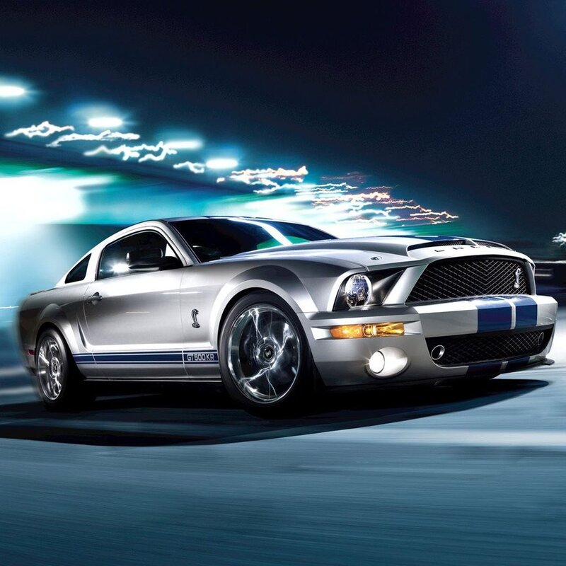 Silver Shelby GT500KR — Dramatic, Night