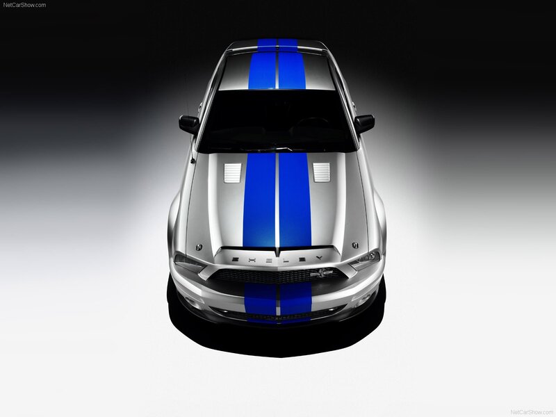 Silver Shelby Mustang — Dramatic, Photograph, Blue Stripes