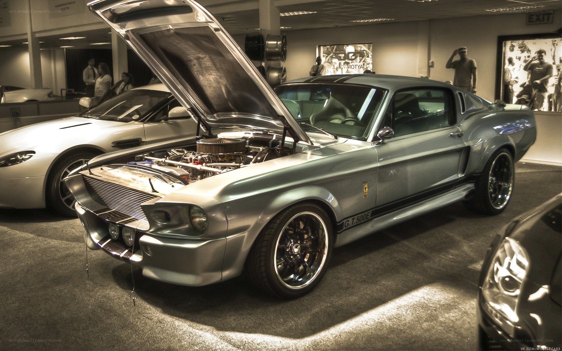 Silver Shelby Mustang on display