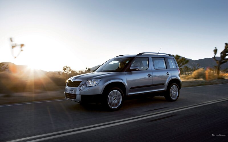 silver skoda suv on desert road