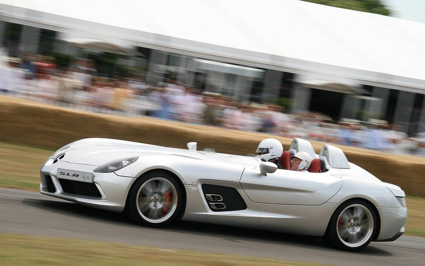 Silver SLR McLaren in motion