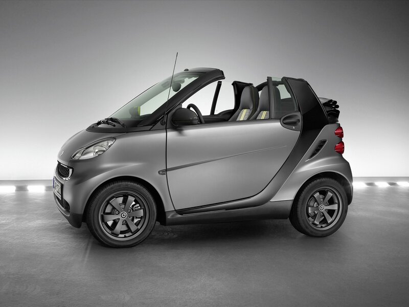 silver smart convertible car