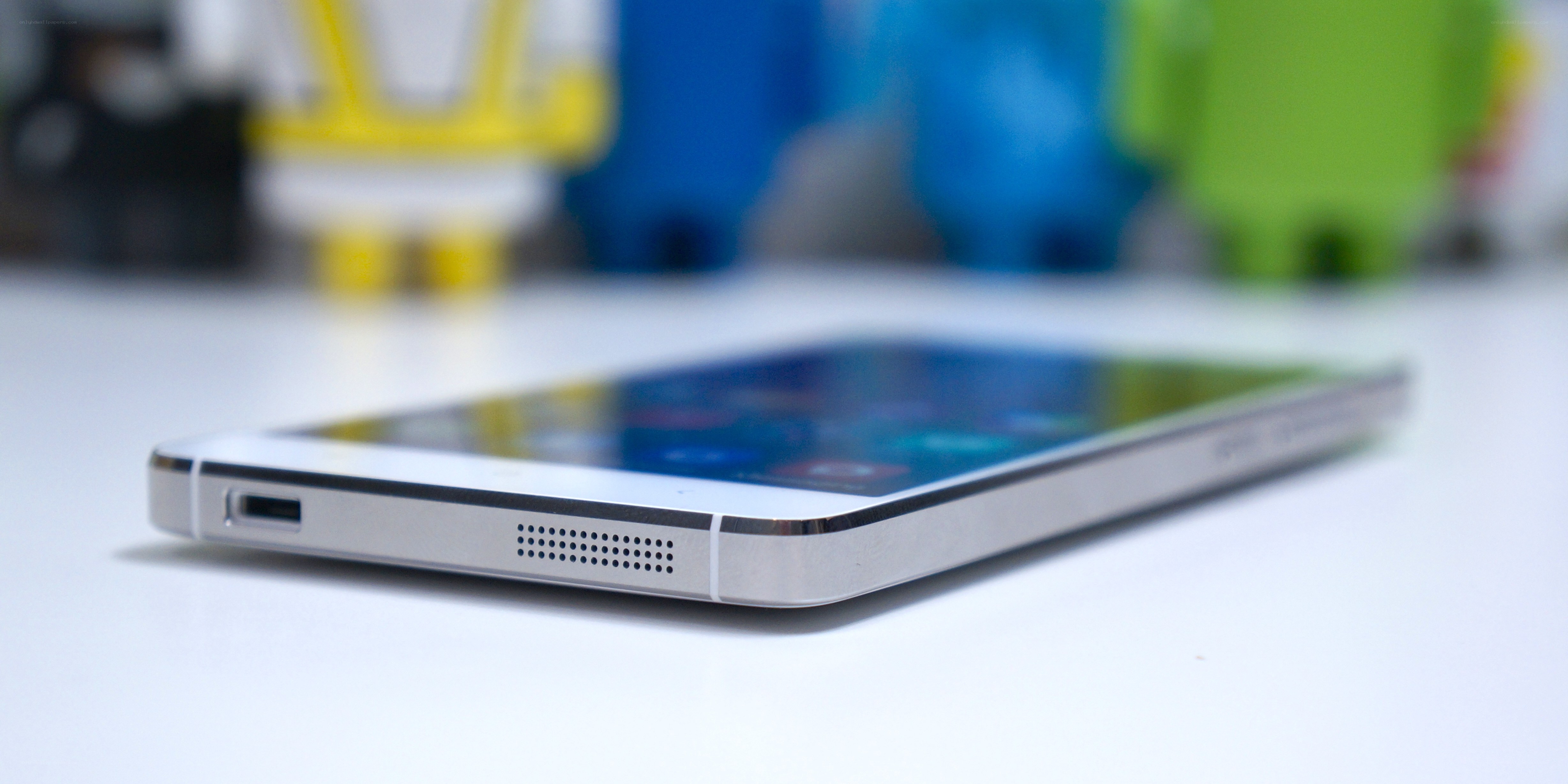 silver smartphone side view