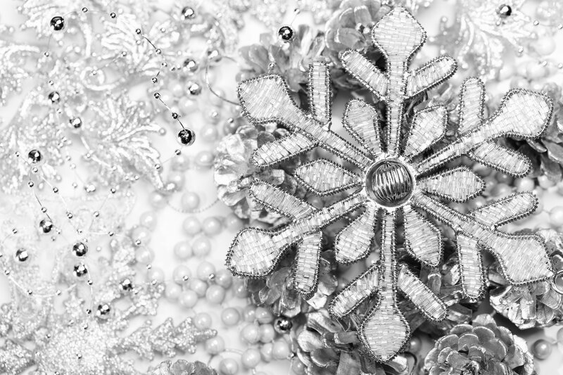 Silver Snowflake Ornament — White, Festive