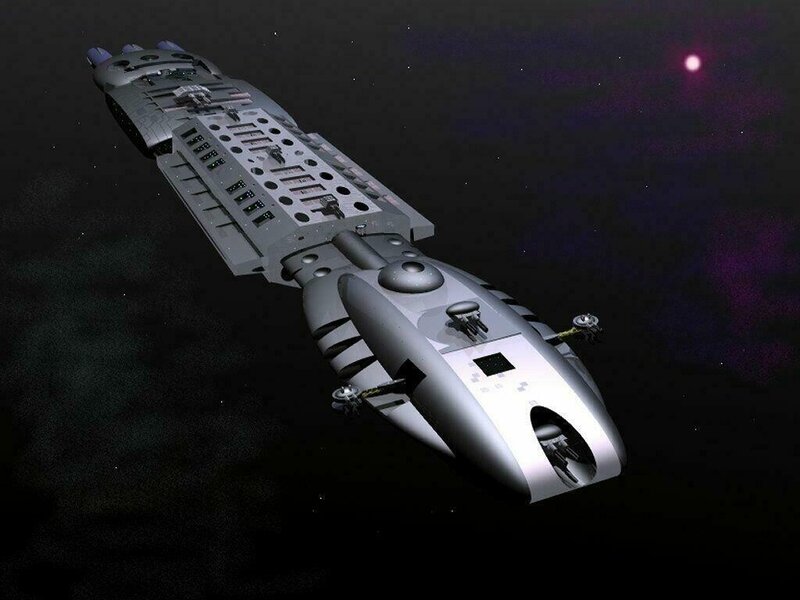 Silver Spaceship in Space