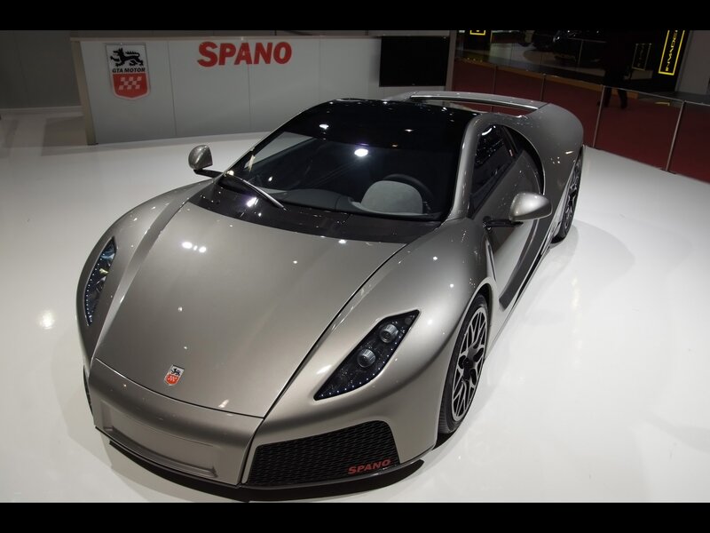 Silver Spano sports car on display