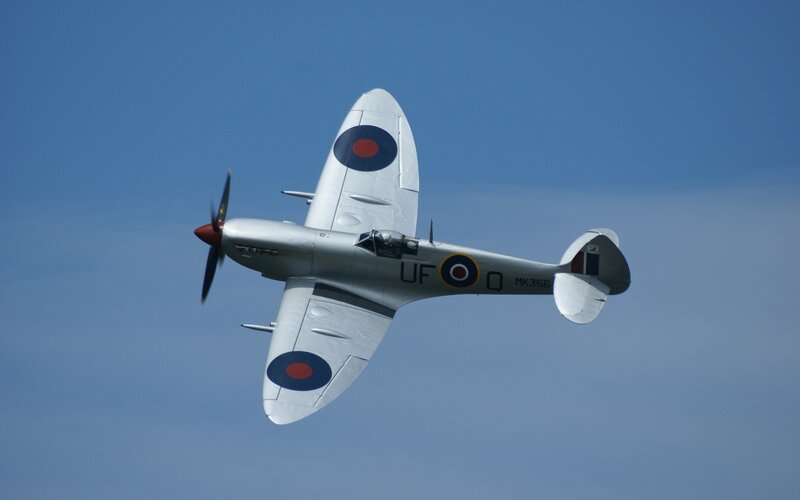 Silver Spitfire Plane — Blue