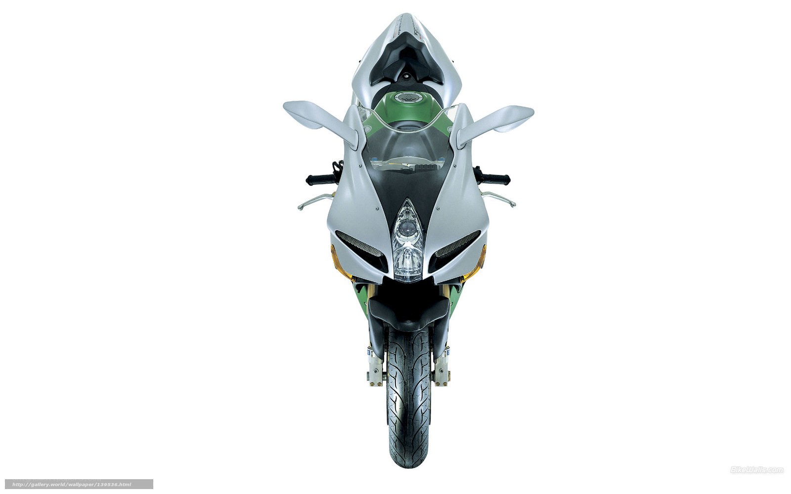 silver sport motorcycle front view