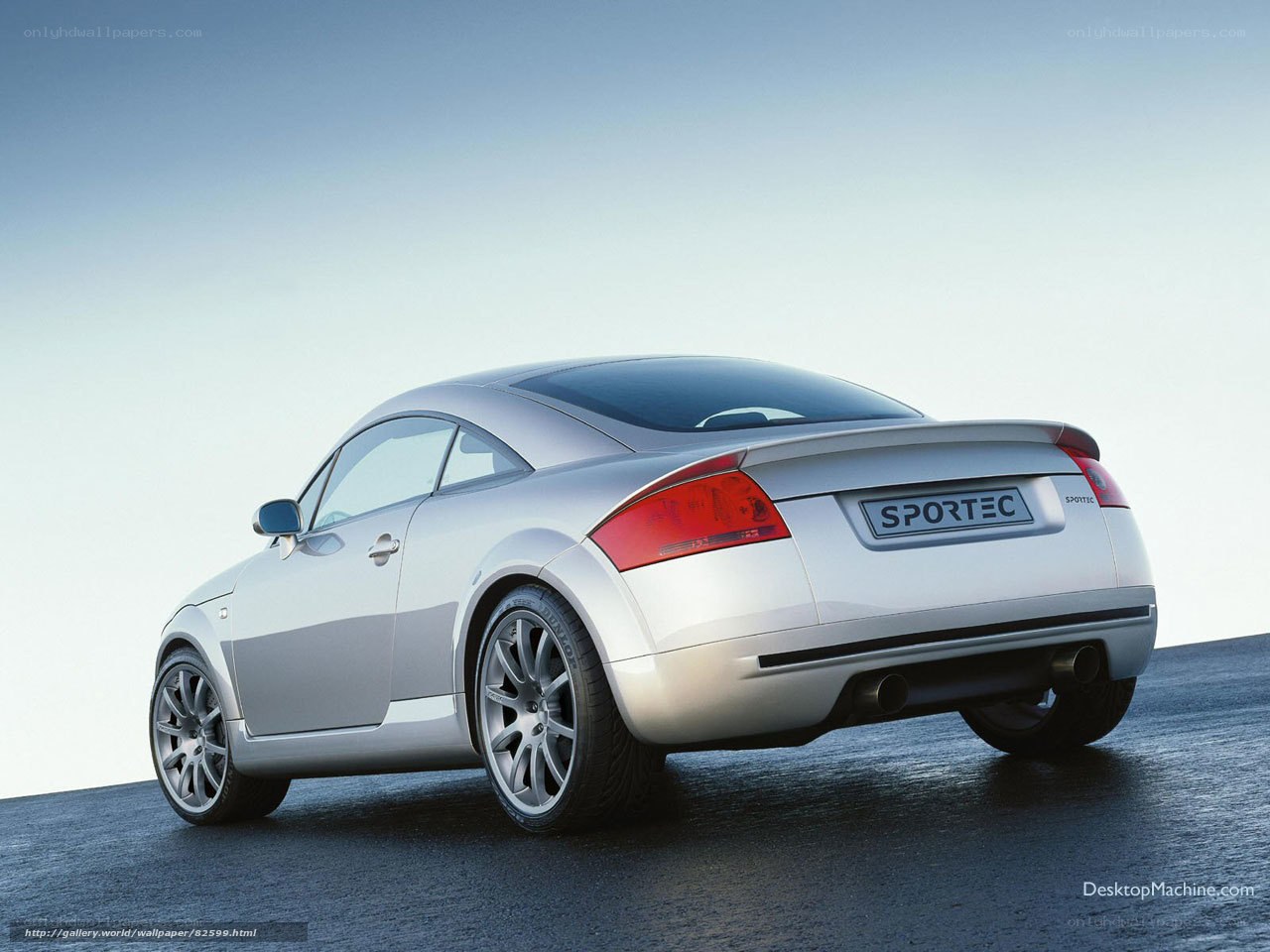 silver sportec car rear view