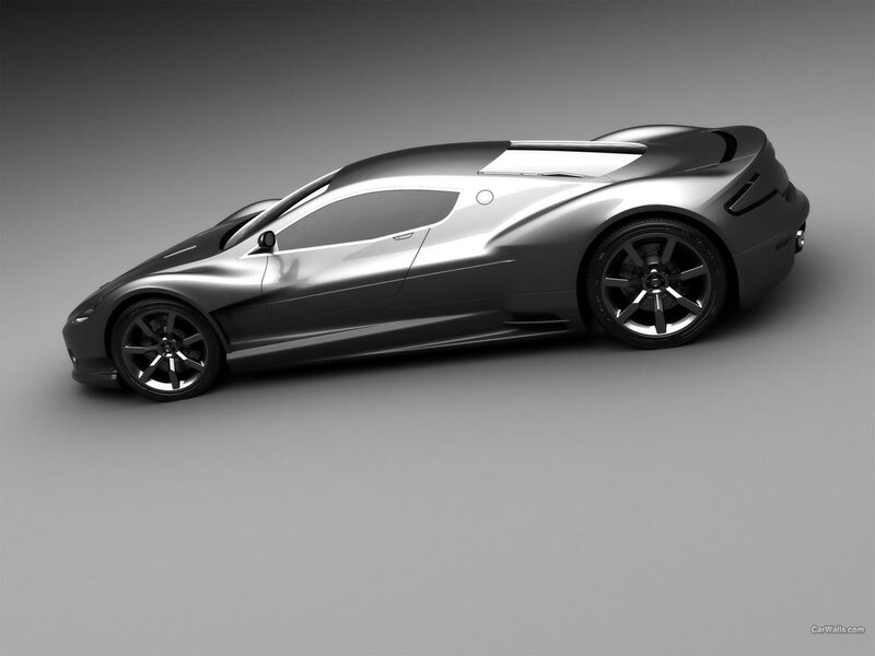 Silver Sports Car — 3d Render, Side Mirror
