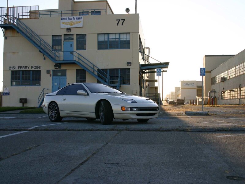 Silver sports car at air museum