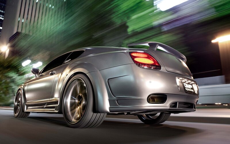 silver sports car at night