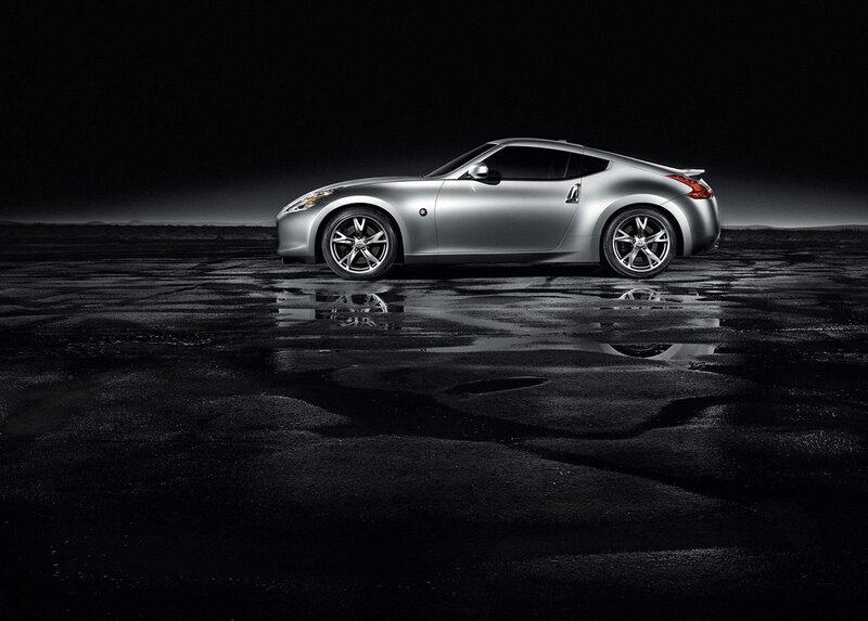 silver sports car at night