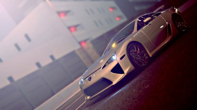 silver sports car at night