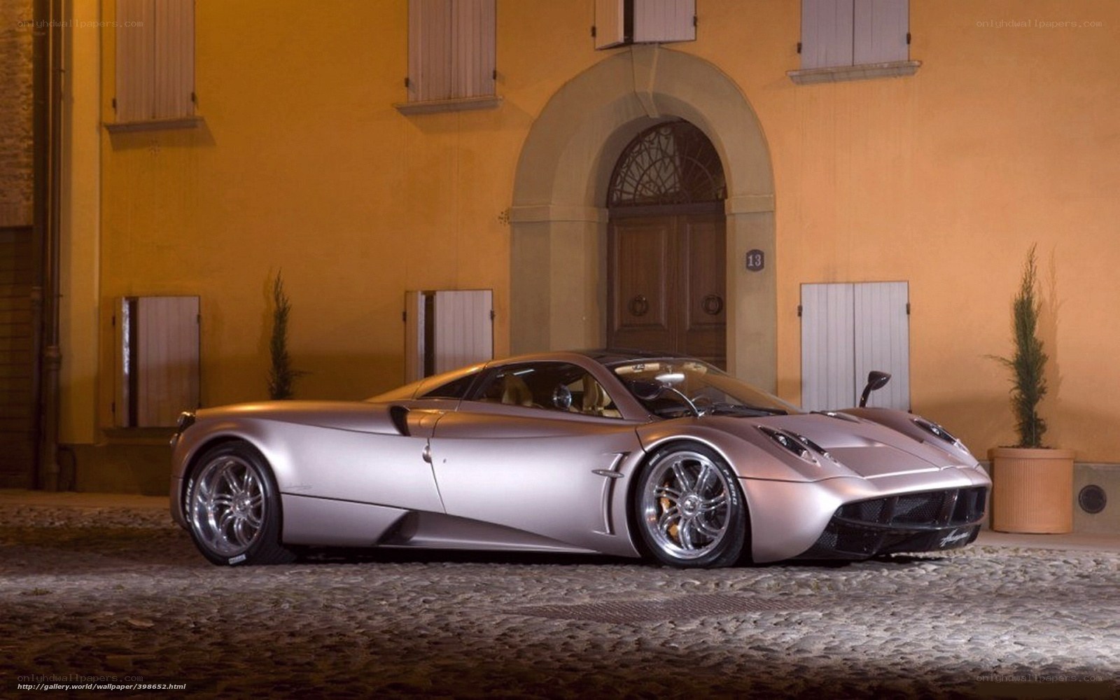 silver sports car at night