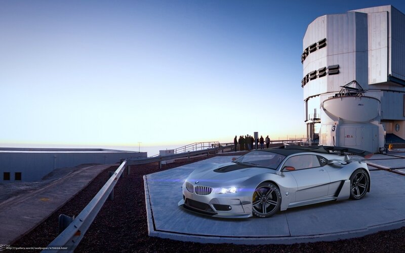 Silver sports car at observatory