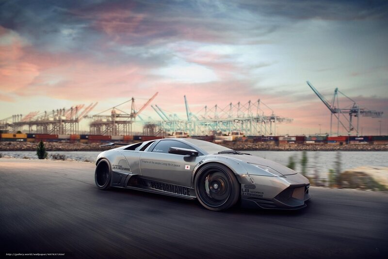 Silver sports car at port