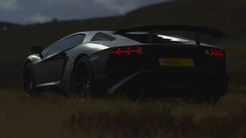 Silver Sports Car — Black, Dramatic, Night, 3d Render, Grass