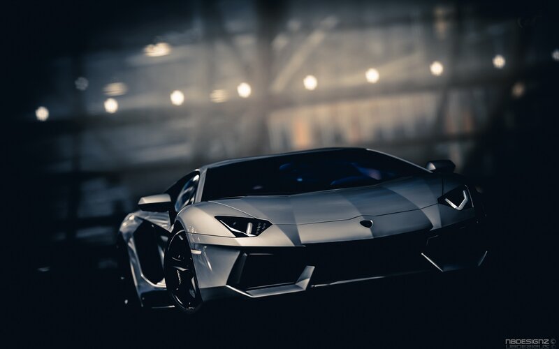 Silver Sports Car — Black, Dramatic, Night, 3d Render, Lights, Garage