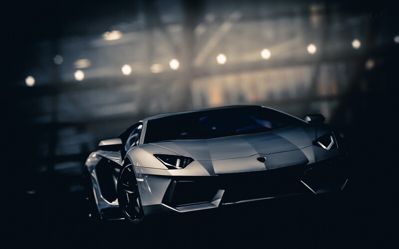 Silver Sports Car — Black, Dramatic, Night, 3d Render, Lights