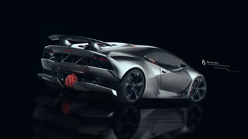 Silver Sports Car — Black, Dramatic, Night, 3d Render, Rear Wing