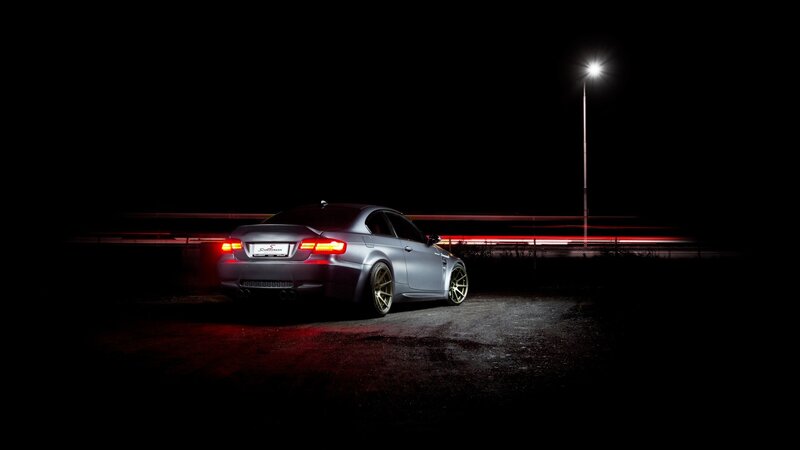 Silver Sports Car — Black, Dramatic, Night, Photograph, Street Light
