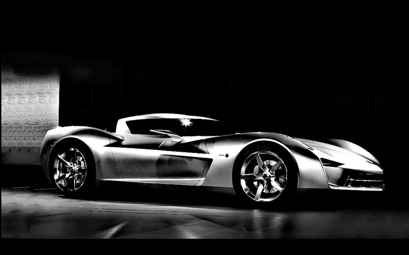Silver Sports Car — Black, Dramatic, Photograph, Wall