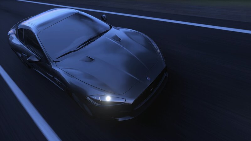 Silver Sports Car — Blue, Dark, Dramatic