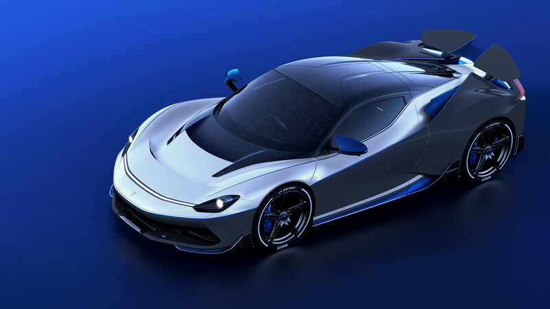Silver Sports Car — Blue, Dramatic, 3d Render, Blue Accents