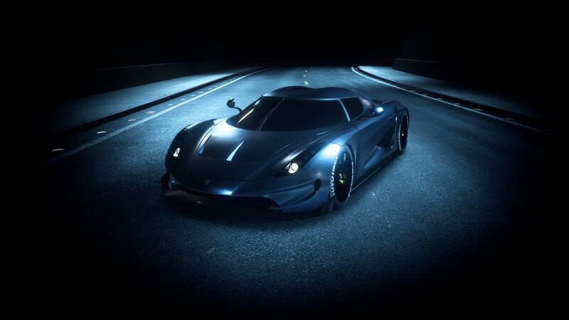 Silver Sports Car — Blue, Dramatic, Night, 3d Render, Road