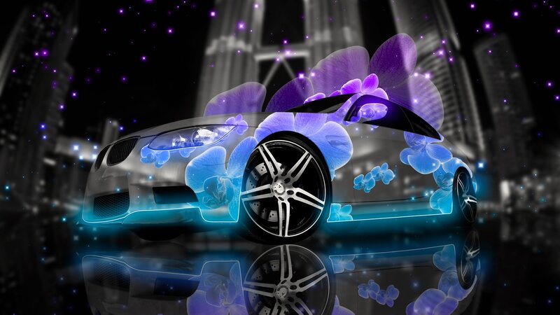 Silver Sports Car — Blue, Dramatic, Night, Digital Art