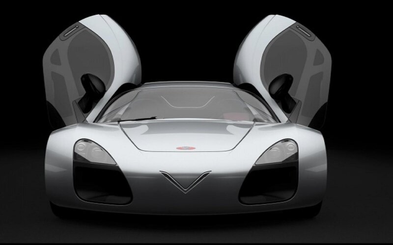 Silver Sports Car — Dramatic, 3d Render, Doors