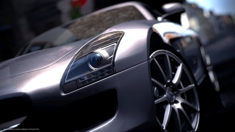 Silver Sports Car — Dramatic, 3d Render, Headlight