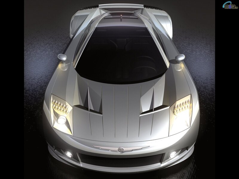 Silver Sports Car — Dramatic, 3d Render, Headlights, Side Mirrors