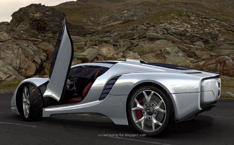 Silver Sports Car — Dramatic, 3d Render, Open Door