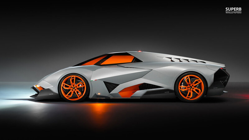 Silver Sports Car — Dramatic, 3d Render, Orange Wheels, Dark Background