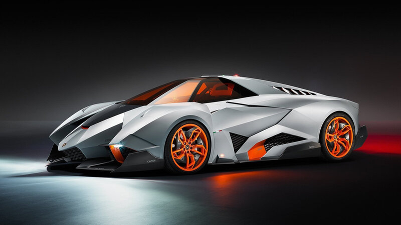 Silver Sports Car — Dramatic, 3d Render, Orange Wheels, Red Lights, Black Background