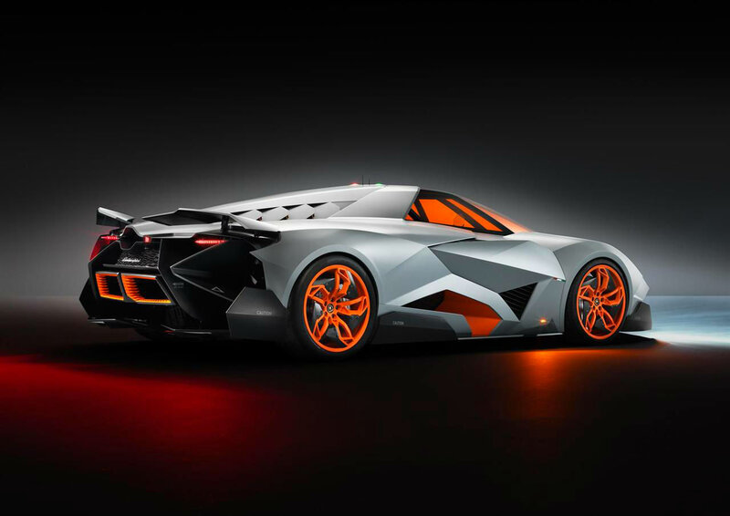 Silver Sports Car — Dramatic, 3d Render, Orange Wheels, Red Lights