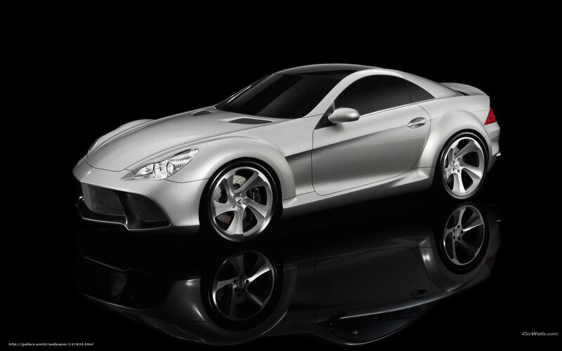 Silver Sports Car — Dramatic, 3d Render, Reflection, Black Background