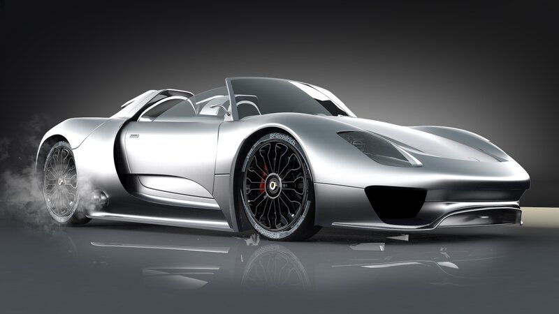 Silver Sports Car — Dramatic, 3d Render, Smoke, Tires